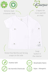 Front open Side snap Half | Short sleeves T-Shirt | Jhabla, White